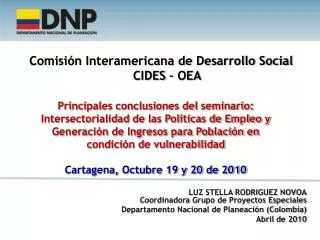 Comisión Interamericana de Desarrollo Social CIDES – OEA