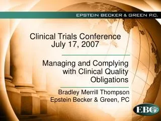 Clinical Trials Conference July 17, 2007