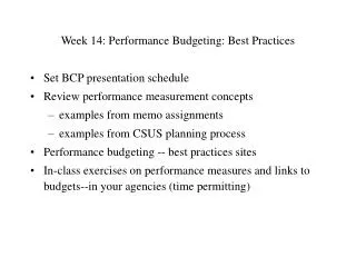 Week 14: Performance Budgeting: Best Practices