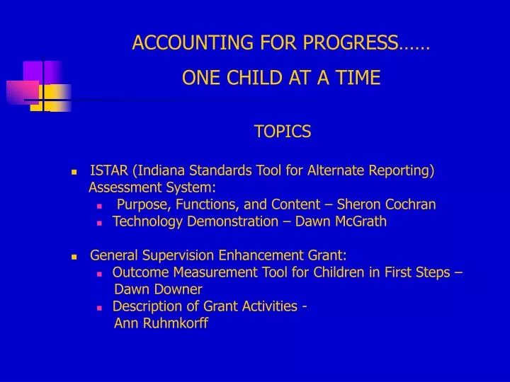 accounting for progress one child at a time