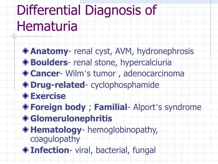 differential diagnosis of hematuria