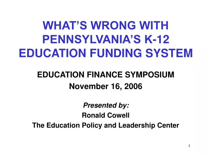what s wrong with pennsylvania s k 12 education funding system