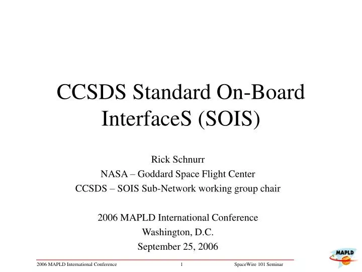 ccsds standard on board interfaces sois