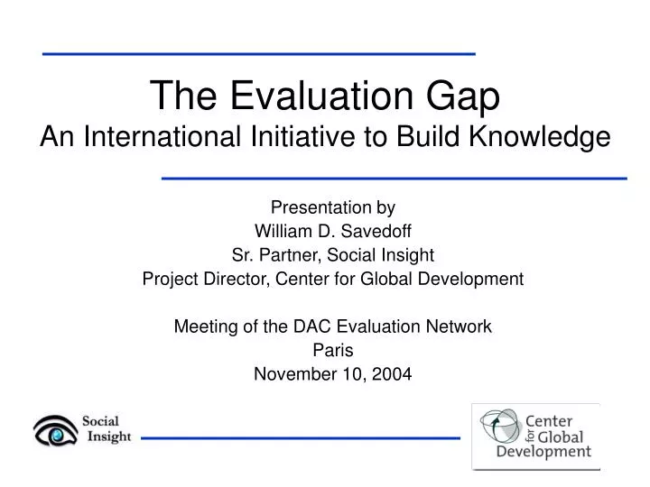 the evaluation gap an international initiative to build knowledge
