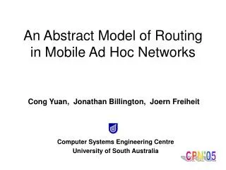 An Abstract Model of Routing in Mobile Ad Hoc Networks