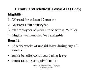 Family and Medical Leave Act (1993)