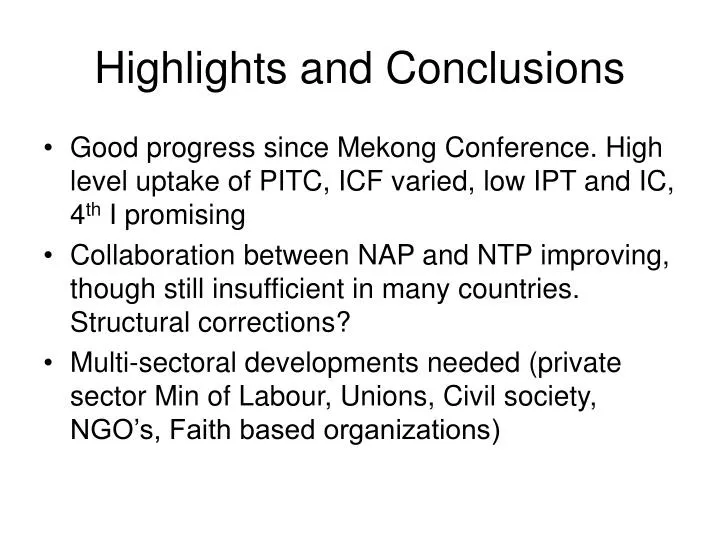 highlights and conclusions