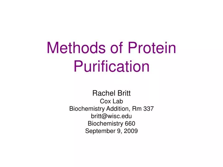 methods of protein purification