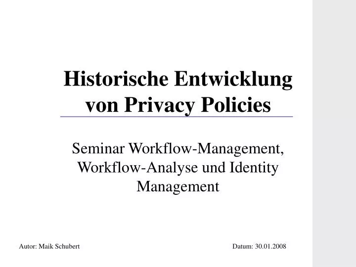 historische entwicklung von privacy policies