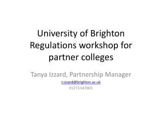 University of Brighton Regulations workshop for partner colleges