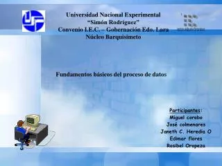 Universidad Nacional Experimental “Simón Rodríguez” Convenio I.E.C. – Gobernación Edo. Lara Núcleo Barquisimeto