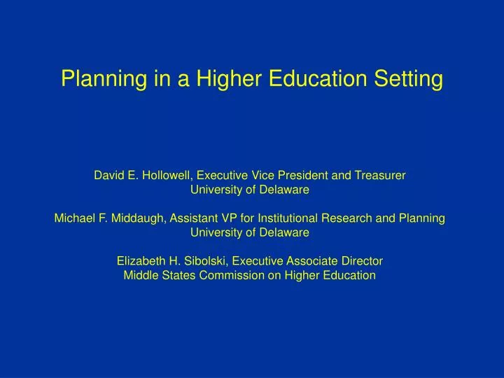 planning in a higher education setting
