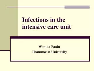 Infections in the intensive care unit