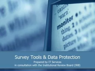 Survey Tools &amp; Data Protection