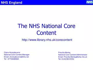 The NHS National Core Content