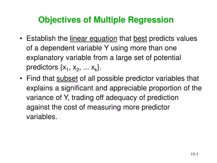 objectives of multiple regression