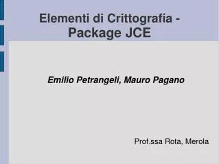 Elementi di Crittografia - Package JCE