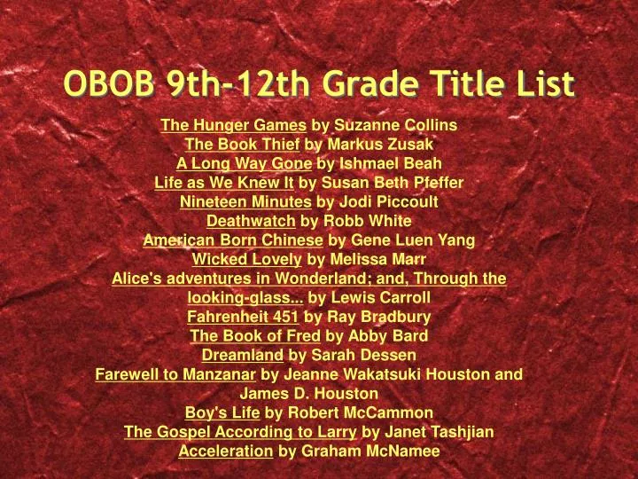 obob 9th 12th grade title list