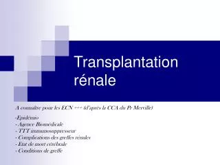 transplantation r nale