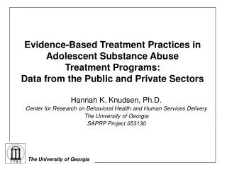 Evidence-Based Treatment Practices in Adolescent Substance Abuse Treatment Programs: Data from the Public and Private S