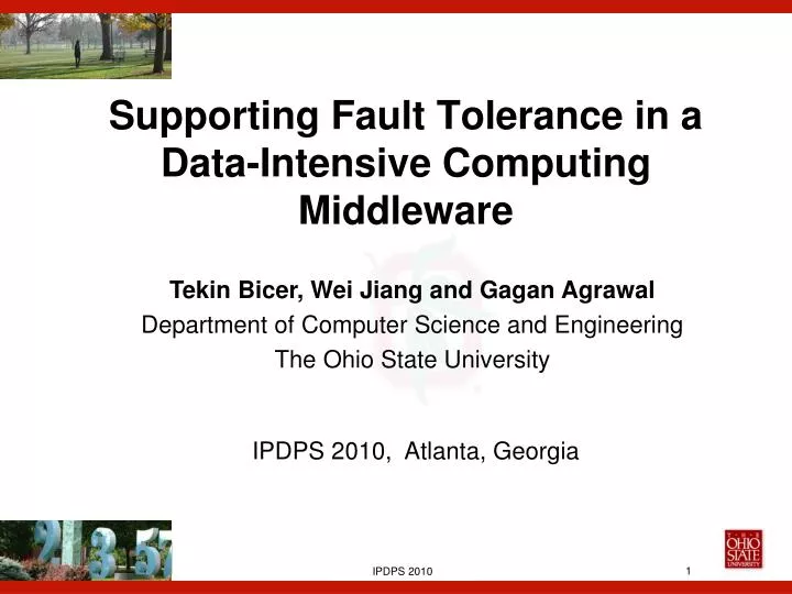 supporting fault tolerance in a data intensive computing middleware