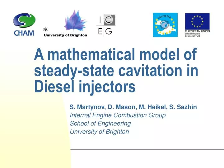 a mathematical model of steady state cavitation in diesel injectors