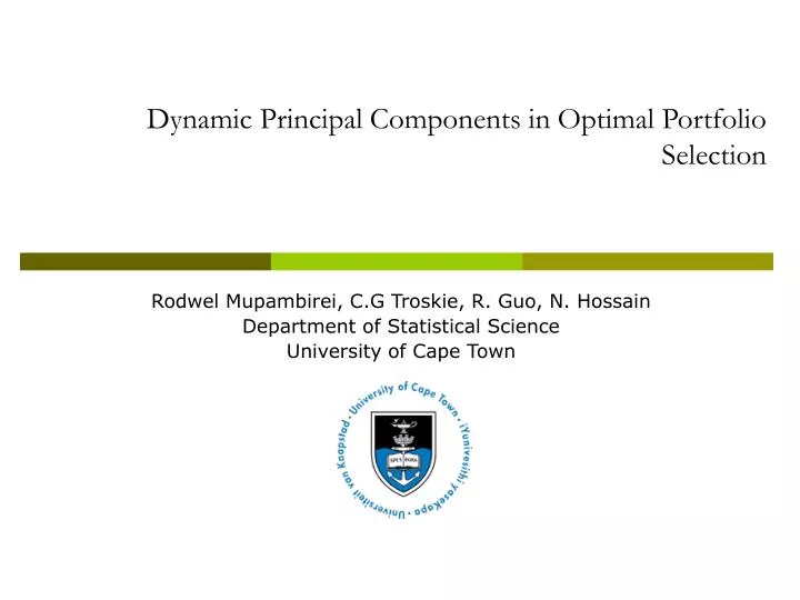 dynamic principal components in optimal portfolio selection
