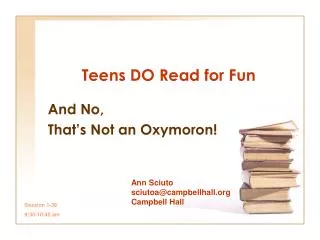 Teens DO Read for Fun