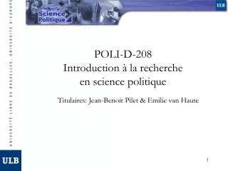 POLI-D-208 Introduction à la recherche en science politique