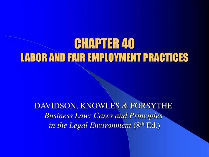 chapter 40 labor and fair employment practices