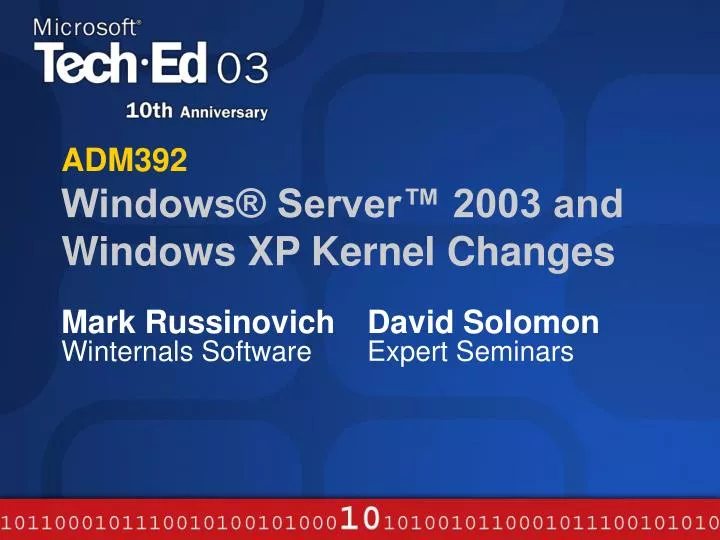 adm392 windows server 2003 and windows xp kernel changes