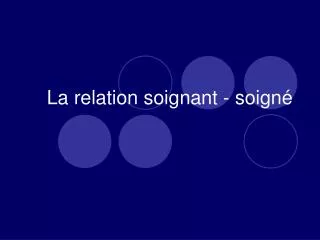 PPT - La Relation Soignant-soigne PowerPoint Presentation, Free ...