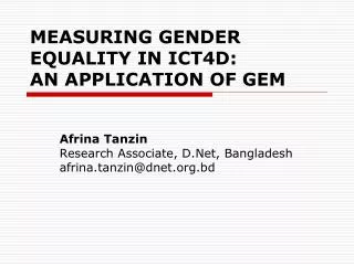 ICT for Gender Equality