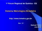 Sistema Metrológico Brasileiro http://www.inmetro.gov.br - slide 1