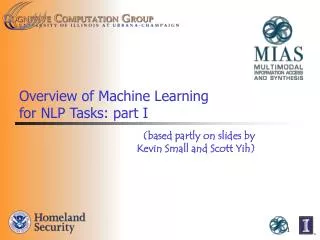 Overview of Machine Learning for NLP Tasks: part I