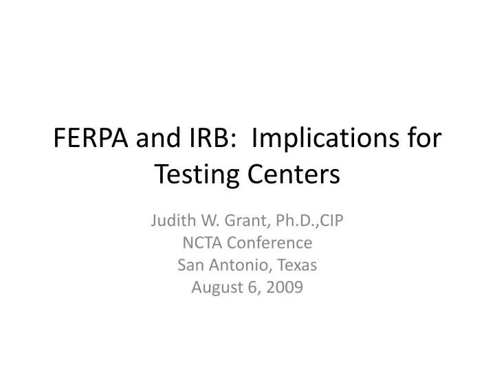 ferpa and irb implications for testing centers
