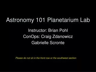 Astronomy 101 Planetarium Lab