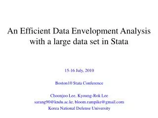 An Efficient Data Envelopment Analysis with a large data set in Stata