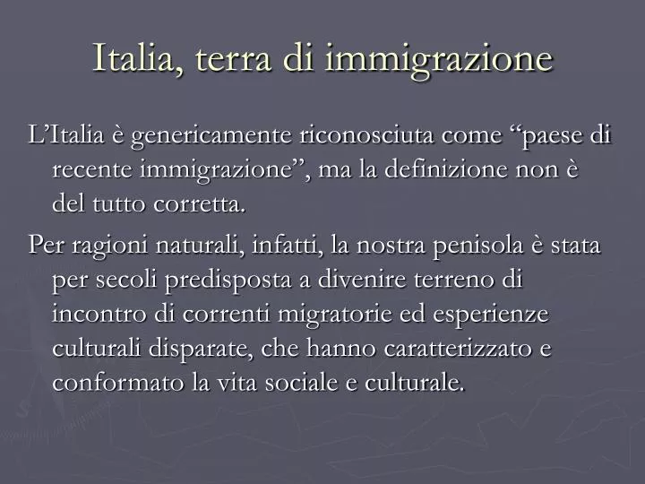 italia terra di immigrazione
