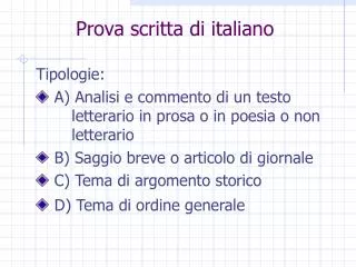 Prova scritta di italiano