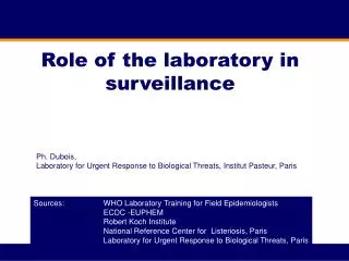Role of the laboratory in surveillance