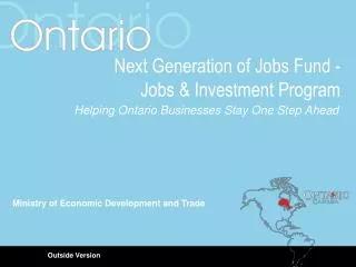 Next Generation of Jobs Fund - Jobs &amp; Investment Program