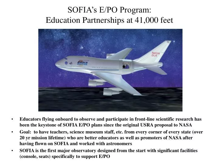 sofia s e po program education partnerships at 41 000 feet