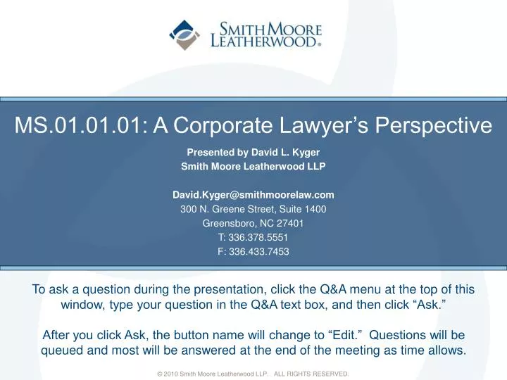 ms 01 01 01 a corporate lawyer s perspective