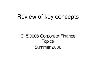 Review of key concepts