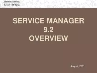 Service Manager 9.2 Overview