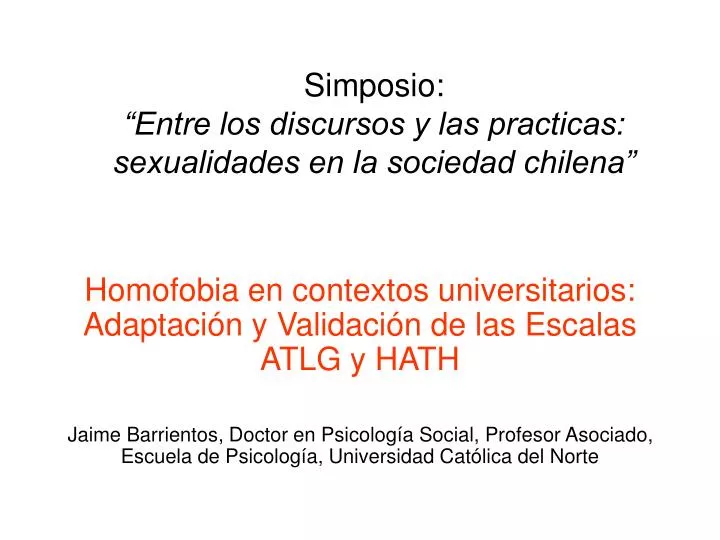 simposio entre los discursos y las practicas sexualidades en la sociedad chilena