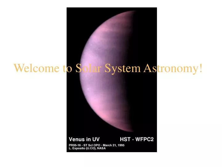 welcome to solar system astronomy