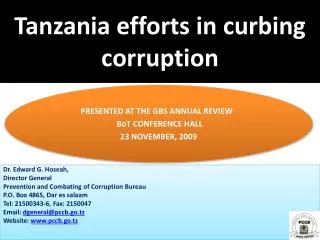Tanzania efforts in curbing corruption