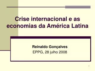 Crise internacional e as economias da América Latina